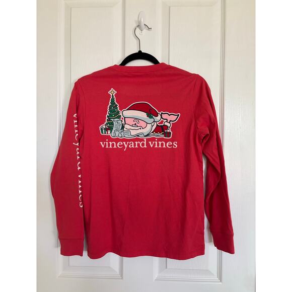 Vineyard Vines Red Long Sleeve Christmas Shirt Medium (12-14) Kids Like New - Picture 1 of 3